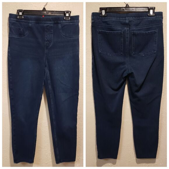 SPANX Blue Pull on Skinny Jeggings Pants Womens Size Large Jeans Stretch Classic - Picture 1 of 11